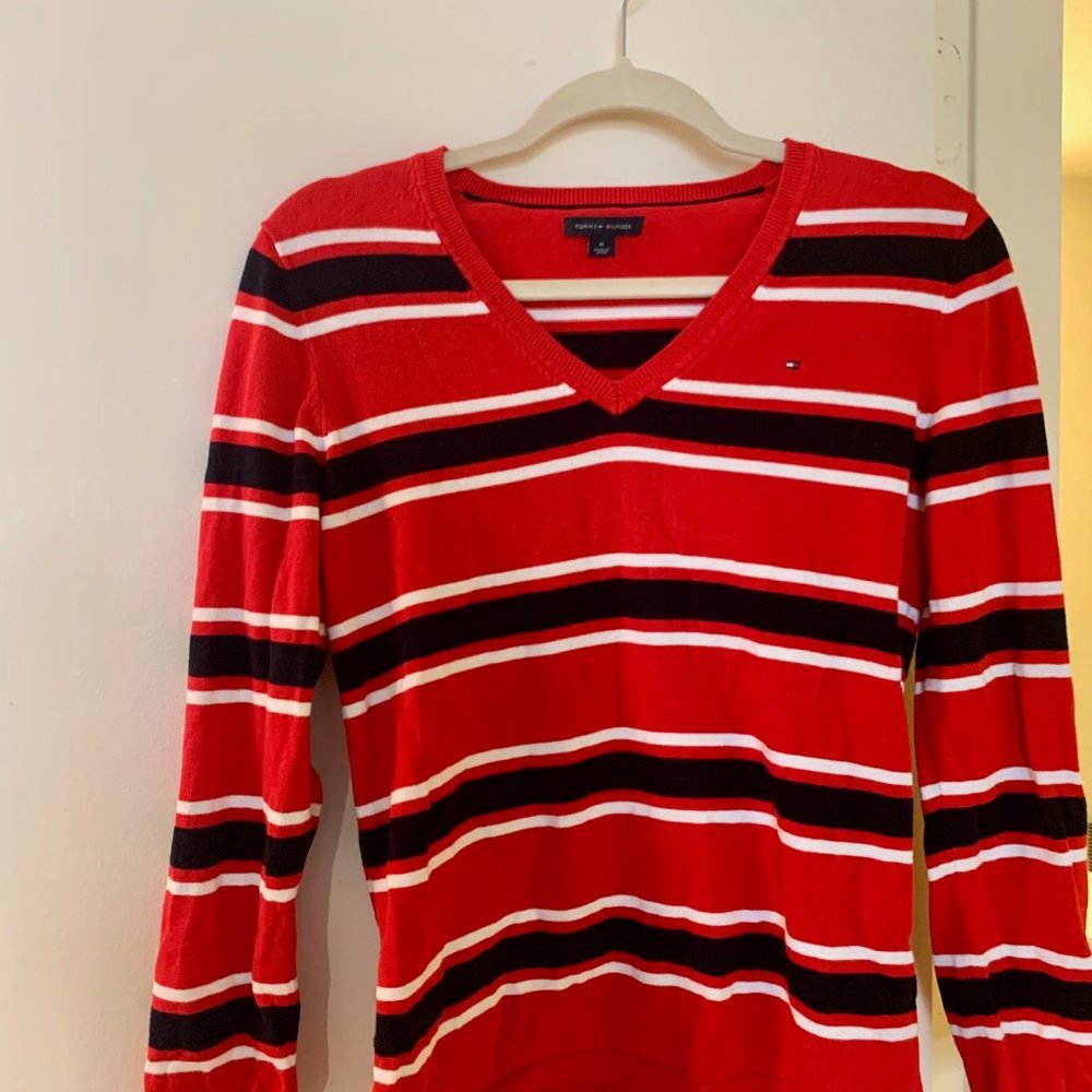 Tommy Hilfiger Striped V-Neck Sweater